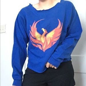 Distressed Pullover Sweatshirt Phoenix Rising M/L